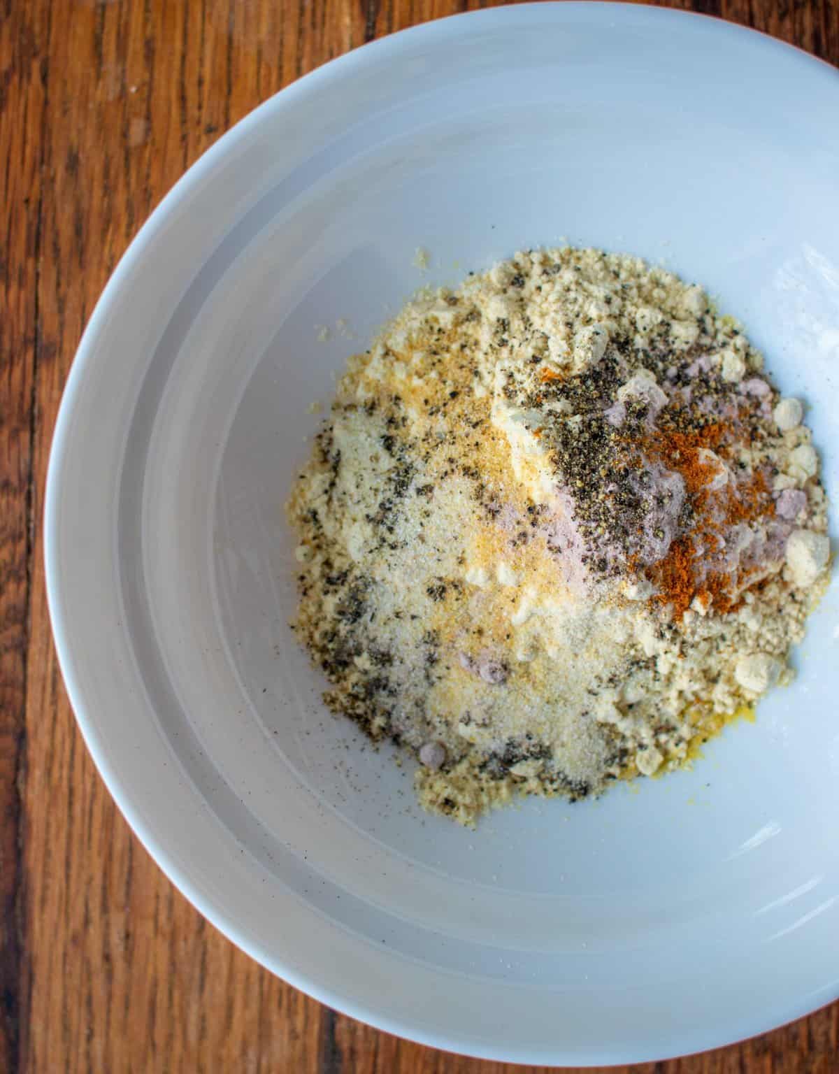 seasonings for eggy tofu patties in a bowl