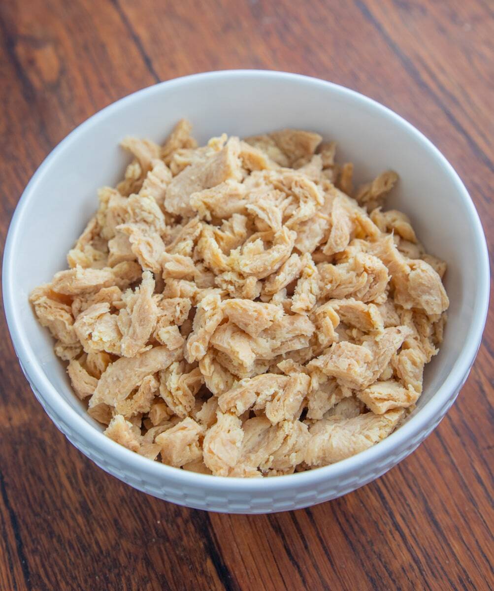 plain soy curls in a bowl
