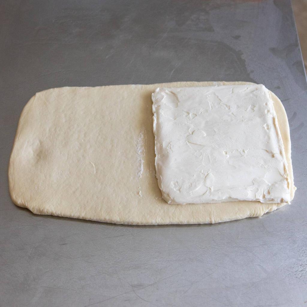 croissant dough and vegan butter slab