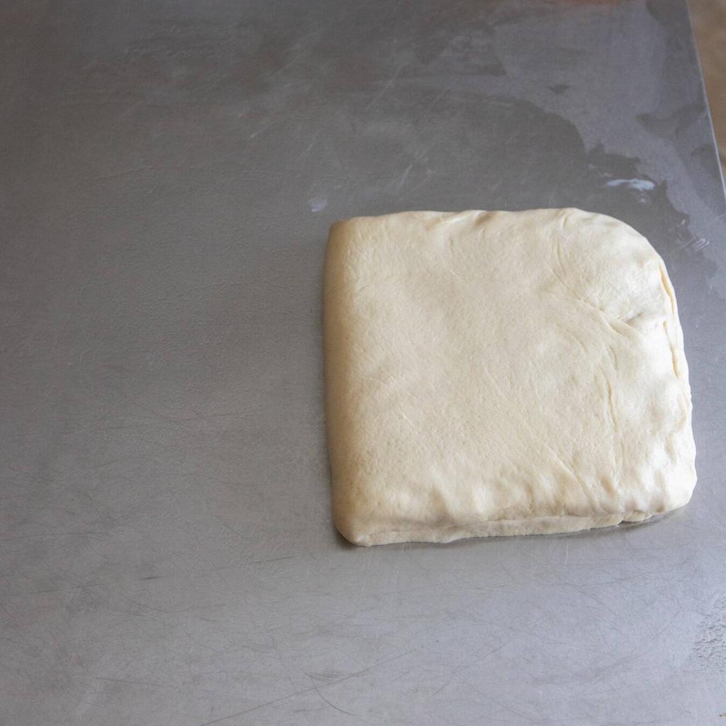 croissant dough after folding in vegan butter