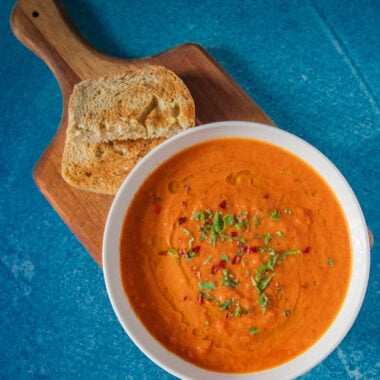 vegan tomato soup and bread