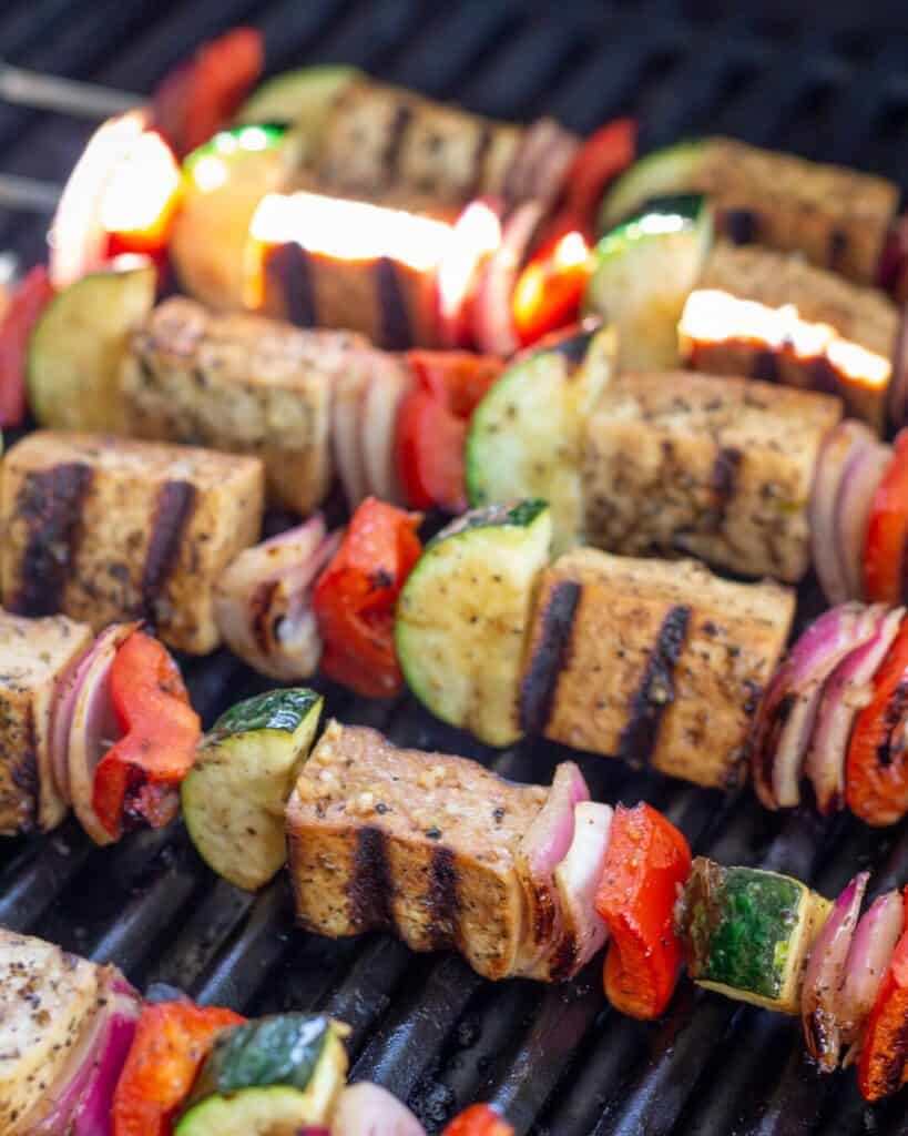 tofu and veggie grilled skewers
