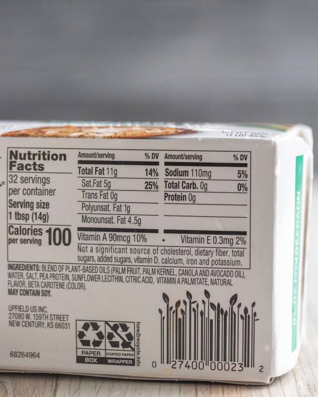 back of the Country Crock Plant Butter box