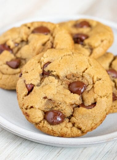 chocolate chip cookies for two on a plate