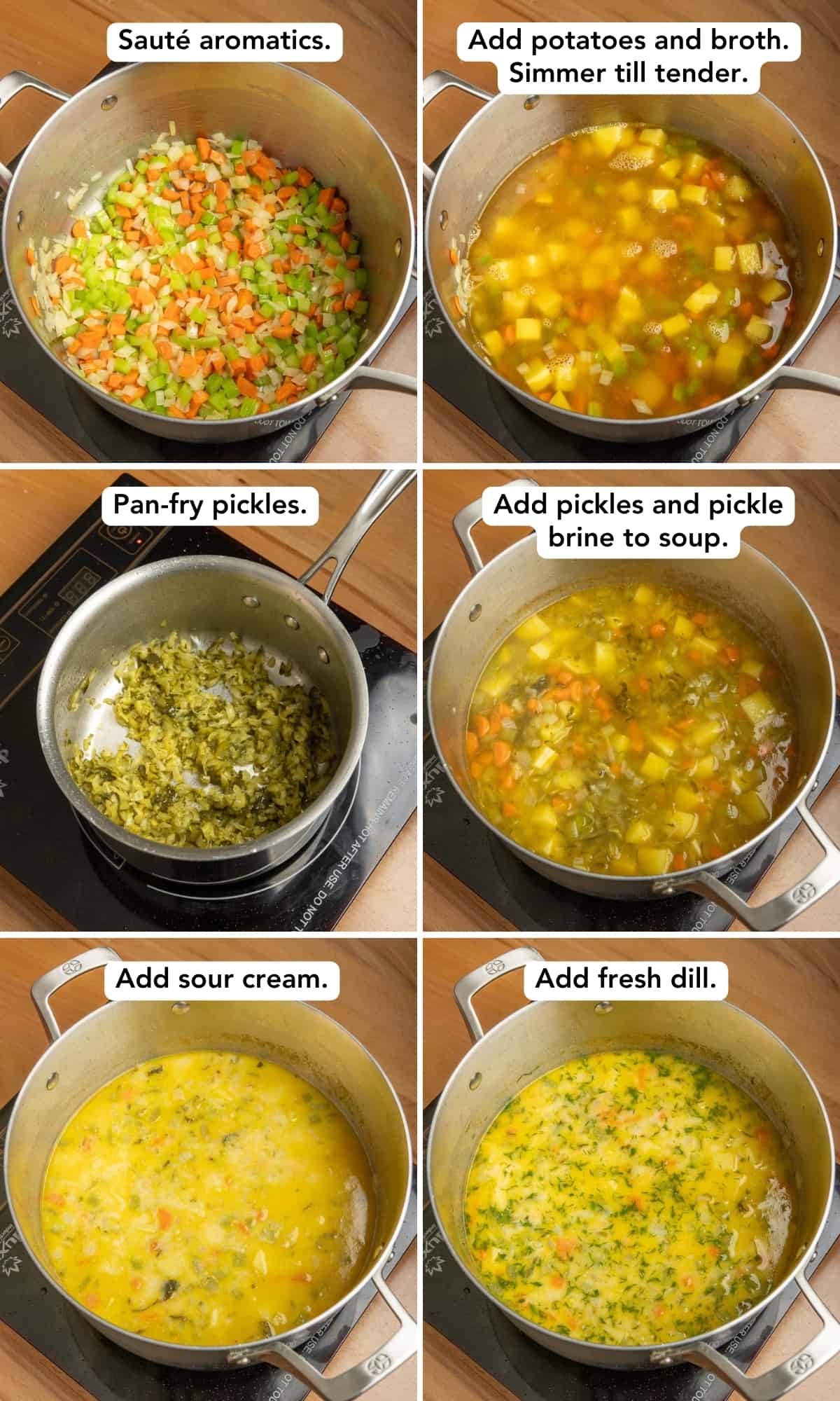 the first process steps for making vegan pickle soup