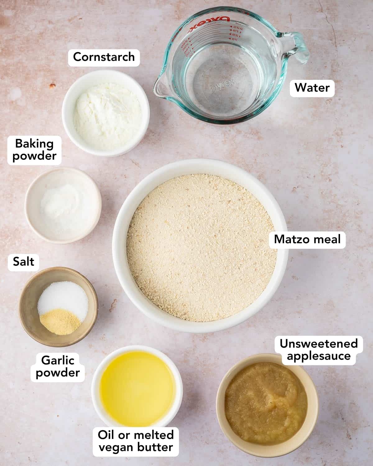 overhead shot of ingredients for vegan matzo balls