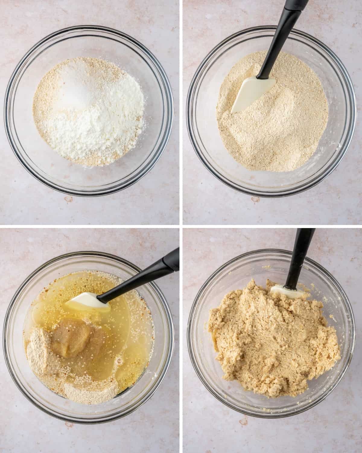 four-panel photo of the procedure for making the matzo balls