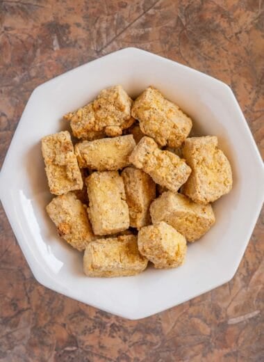 bowl of air fried tofu