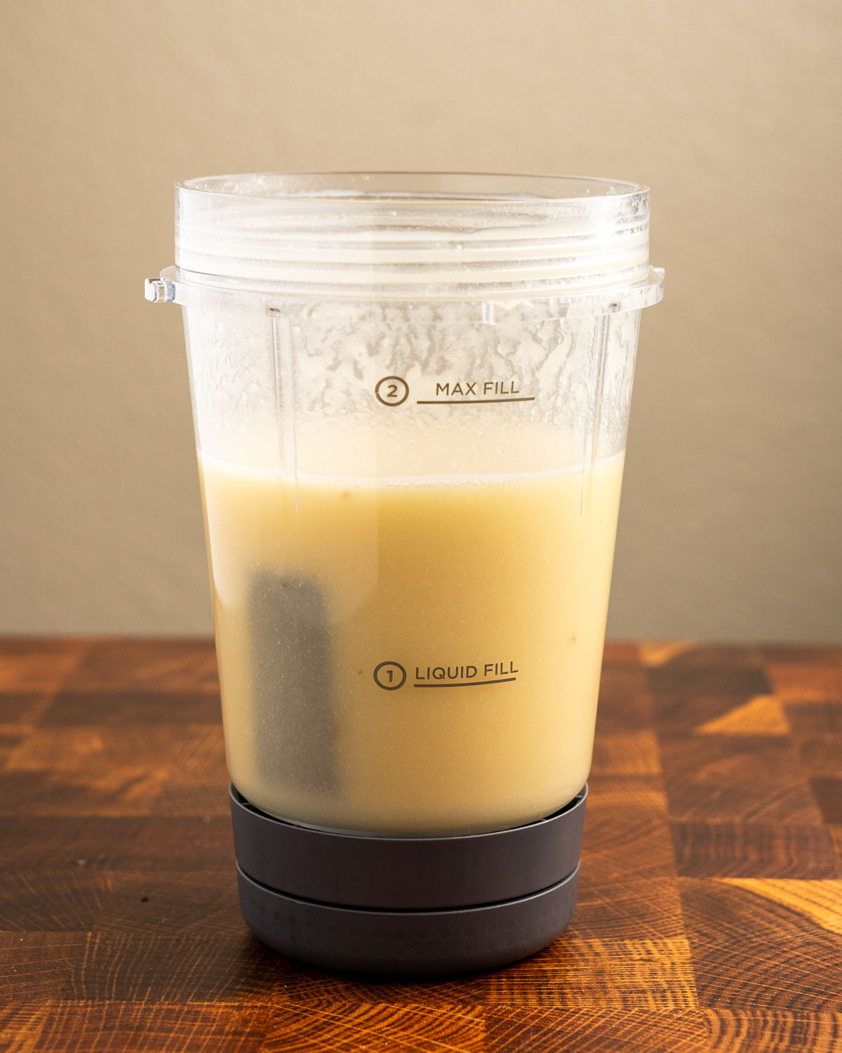 roasted garlic and broth in a blender cup, blended smooth