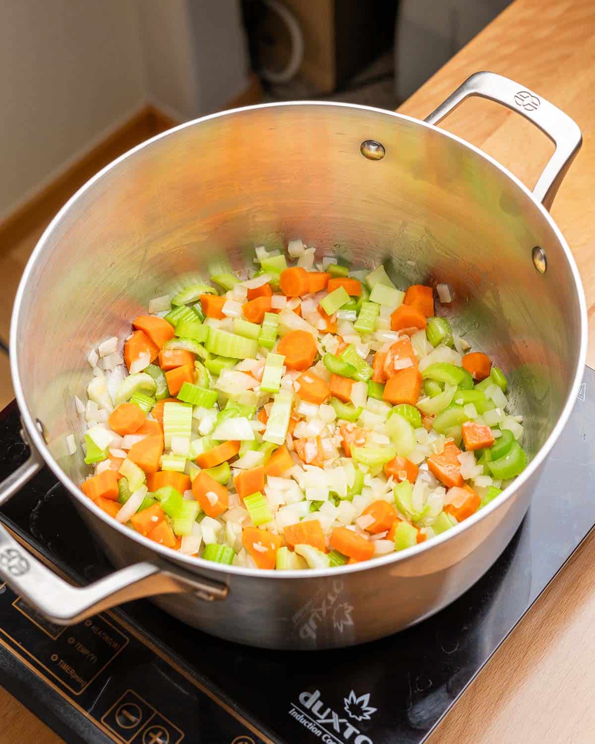 Sautéed veggies in a pot