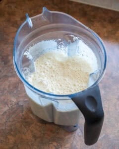 Blender full of soybeans blended with water