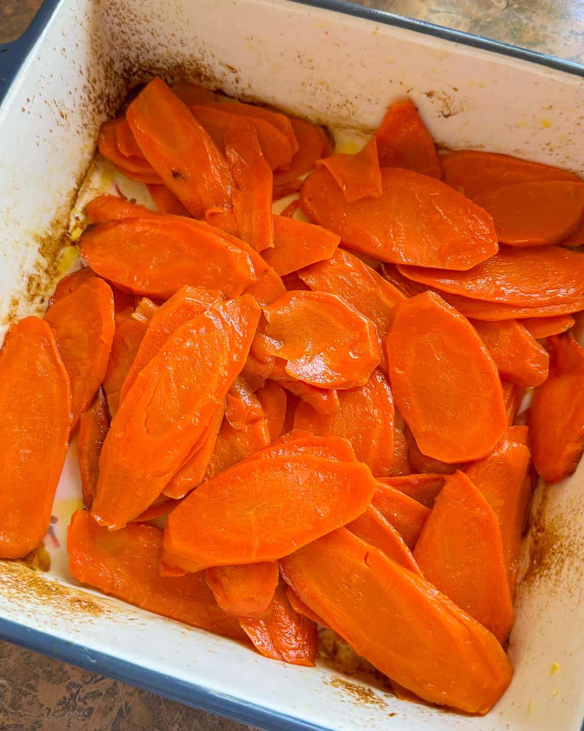 roasted carrots in baking dish