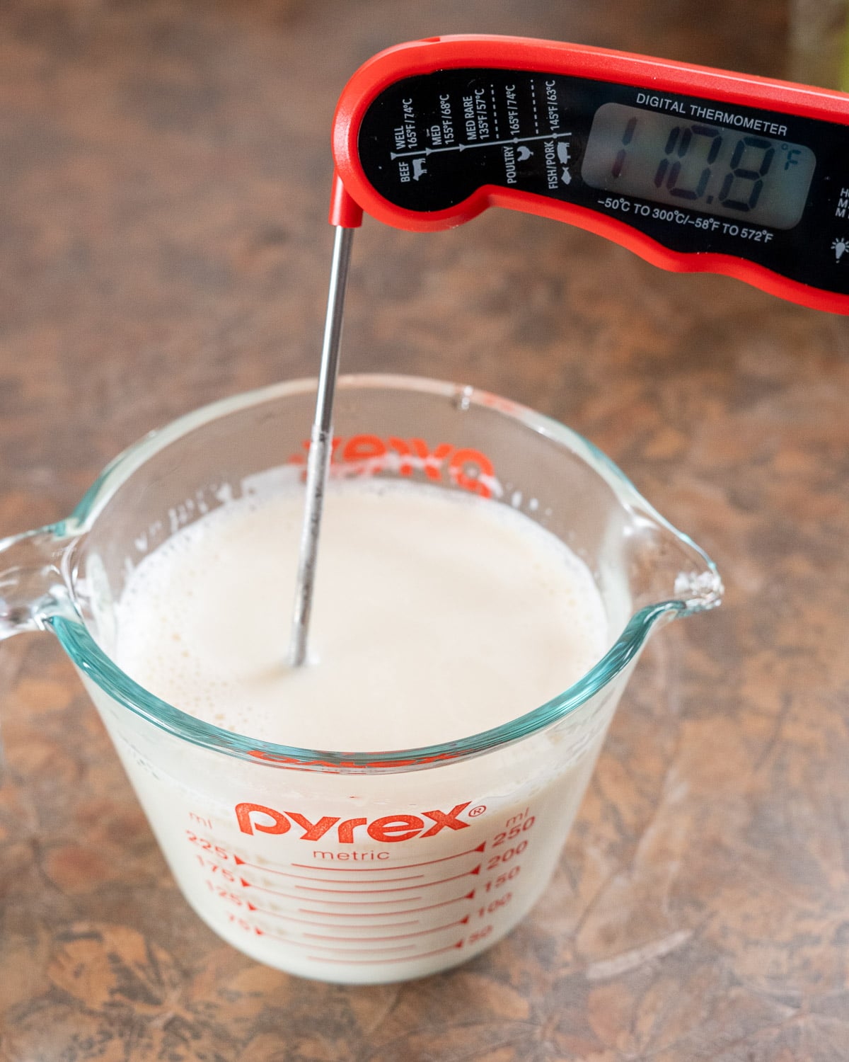 Start with lukewarm milk