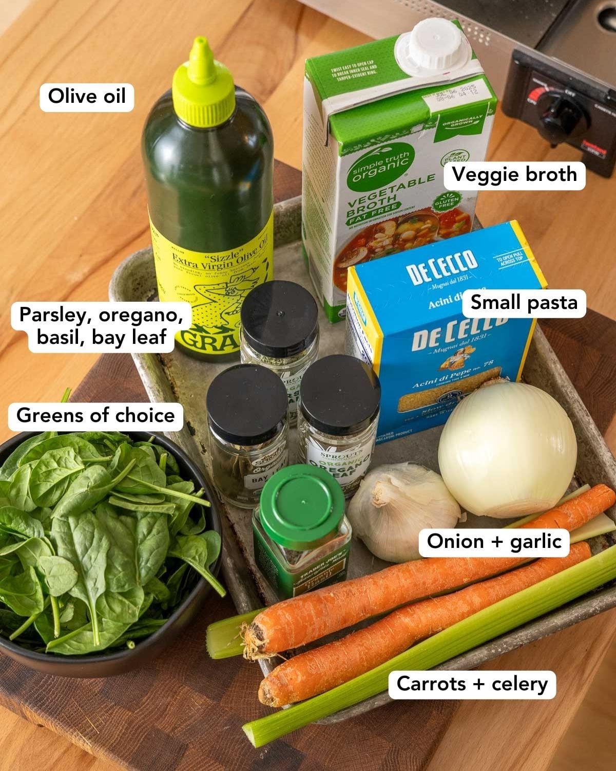 Ingredients for vegan italian wedding soup