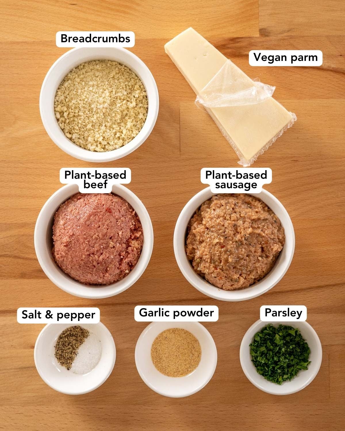 ingredients for meatballs for vegan italian wedding soup