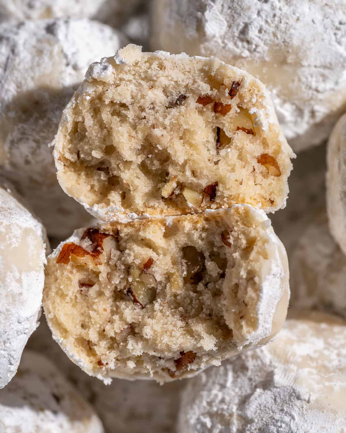 cross section of snowball cookies