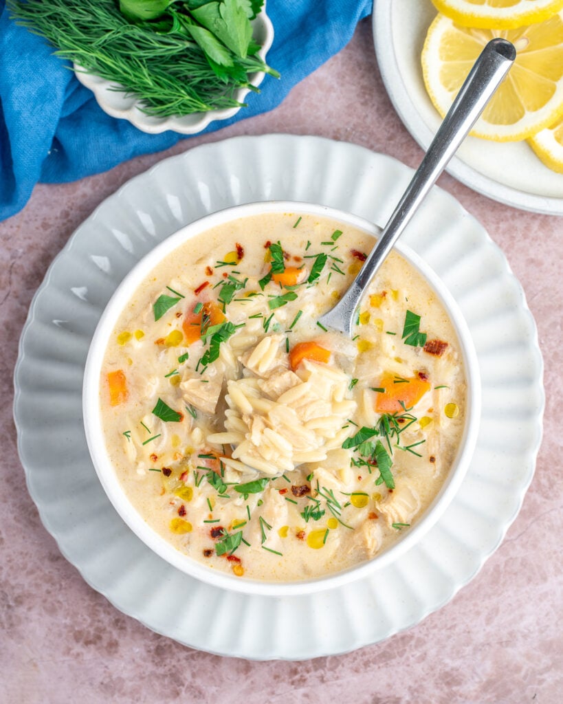 vegan lemon chicken orzo soup