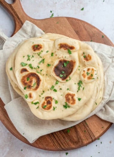 stack of fresh vegan naan