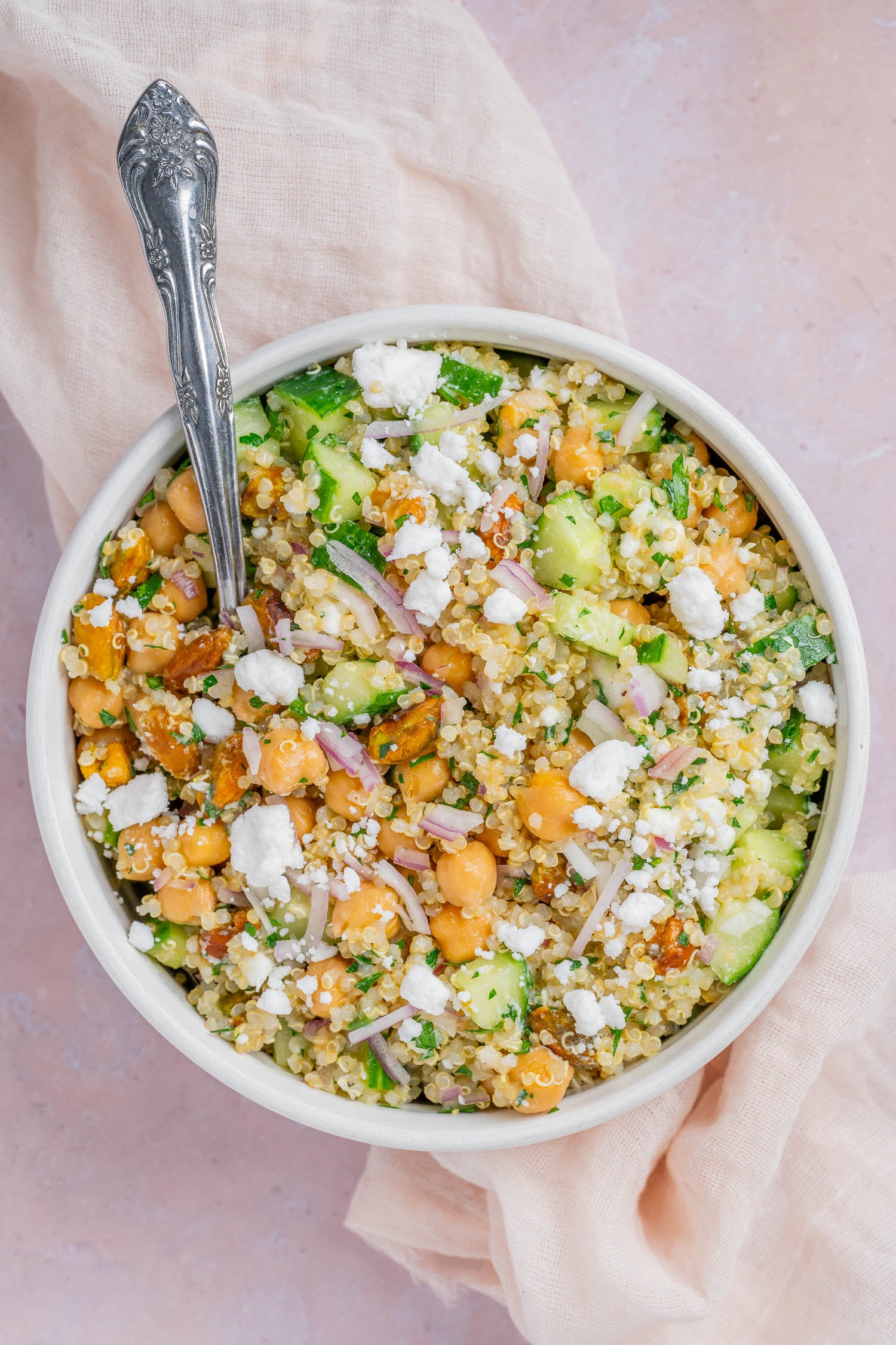 Overhead shot of Jennifer Aniston salad, plated