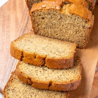 sliced vegan banana bread