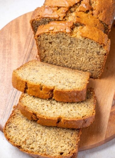 sliced vegan banana bread