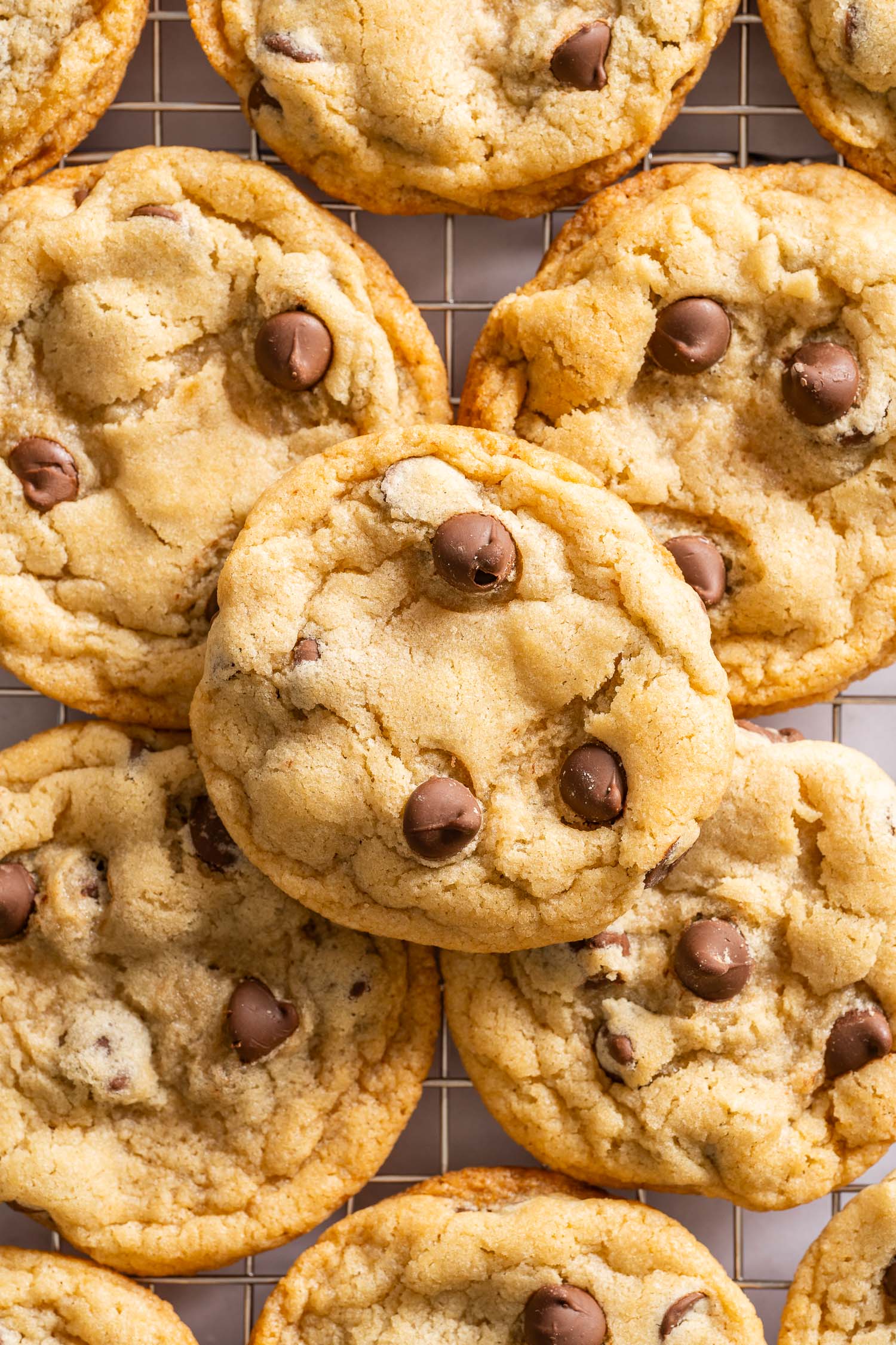 chocolate chip cookies on cooling rack