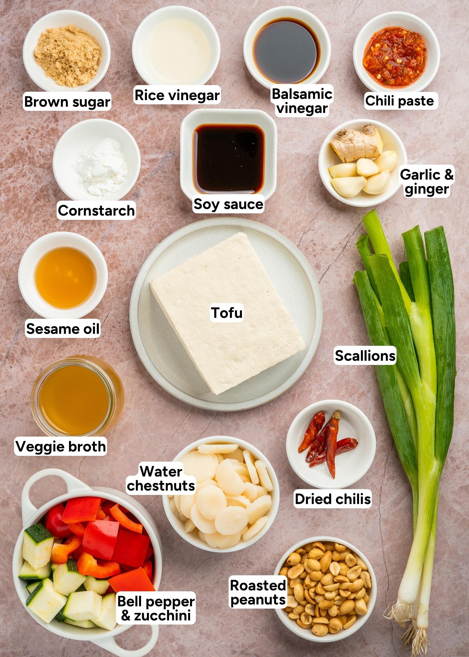 ingredients for kung pao tofu