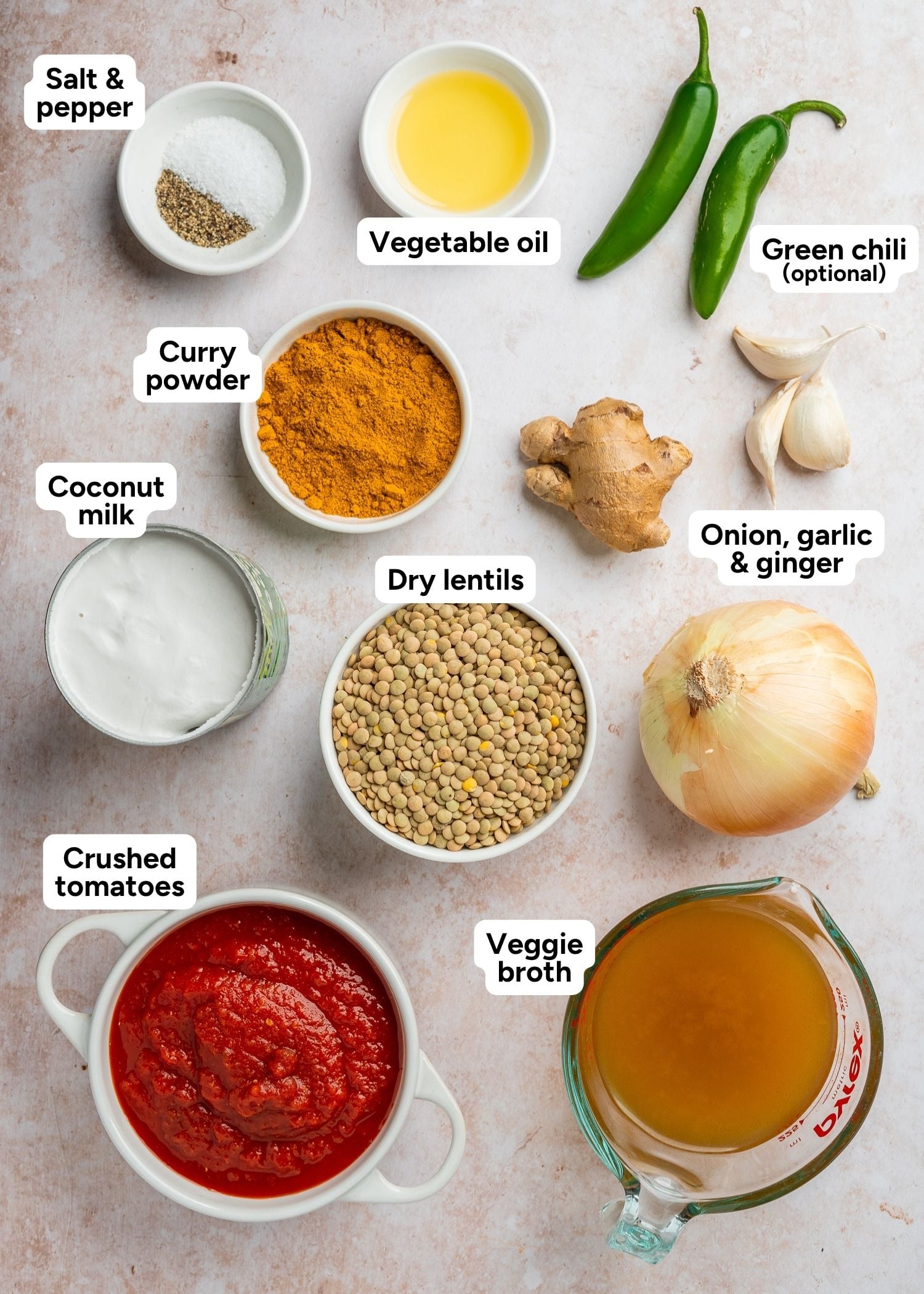ingredients for lentil curry
