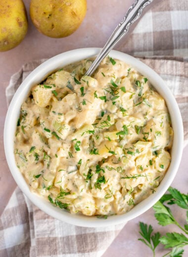 bowl of vegan potato salad