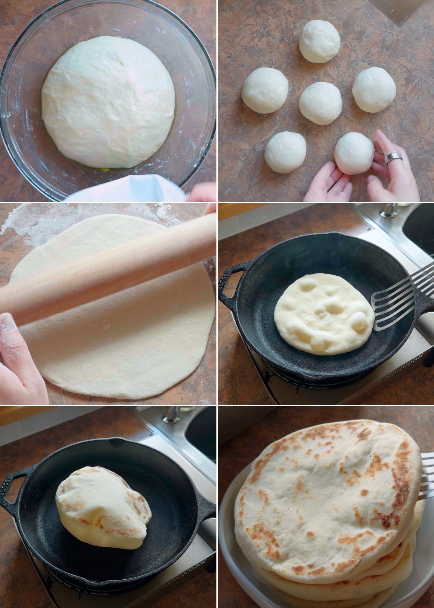 panel of how to make pita bread