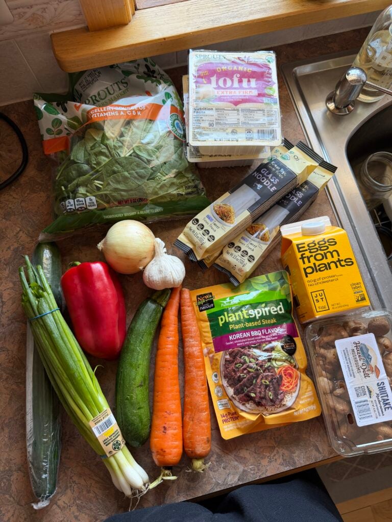 ingredients for vegan japchae