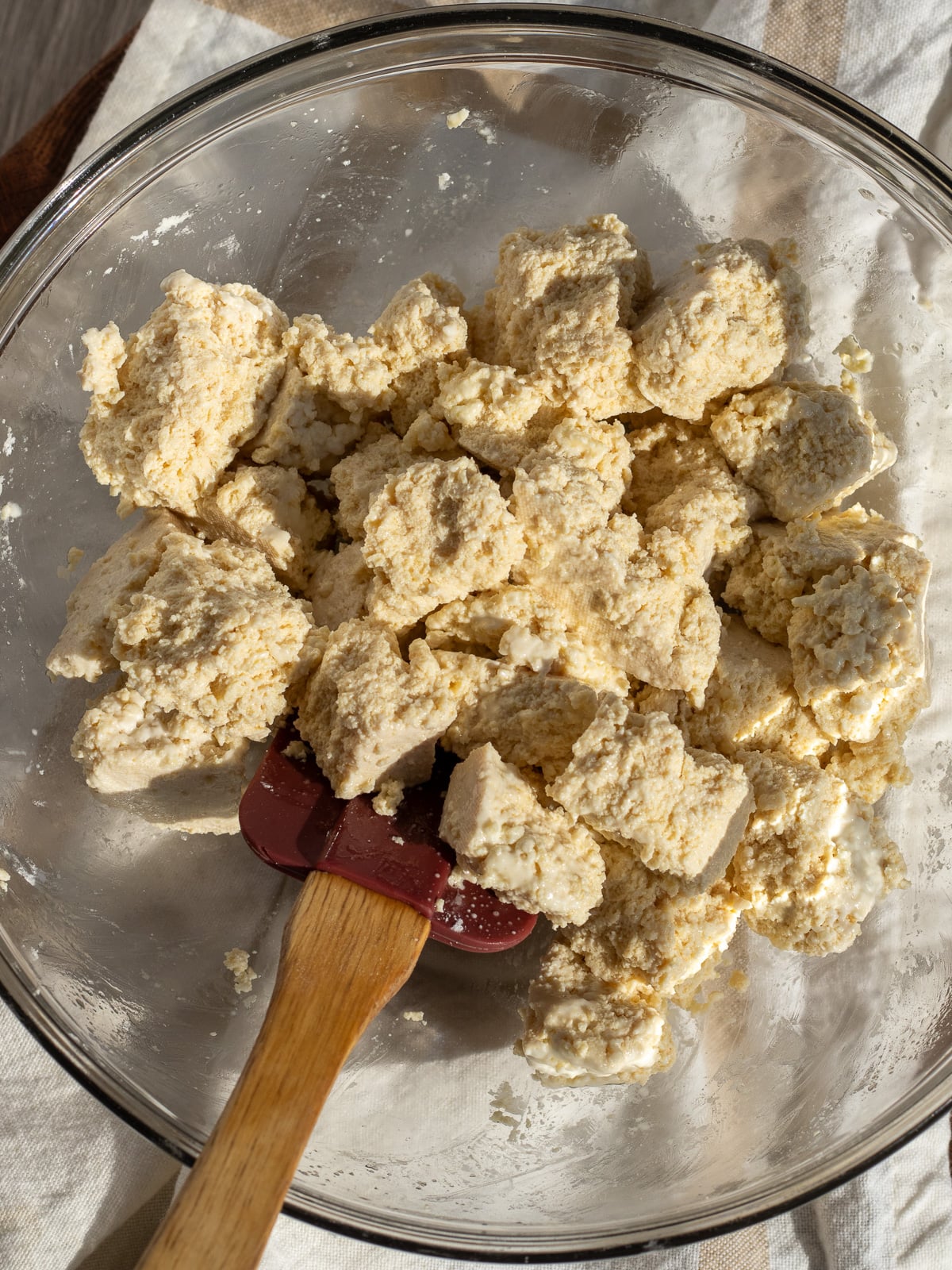 tofu tossed with oil and cornstarch ready to air fry