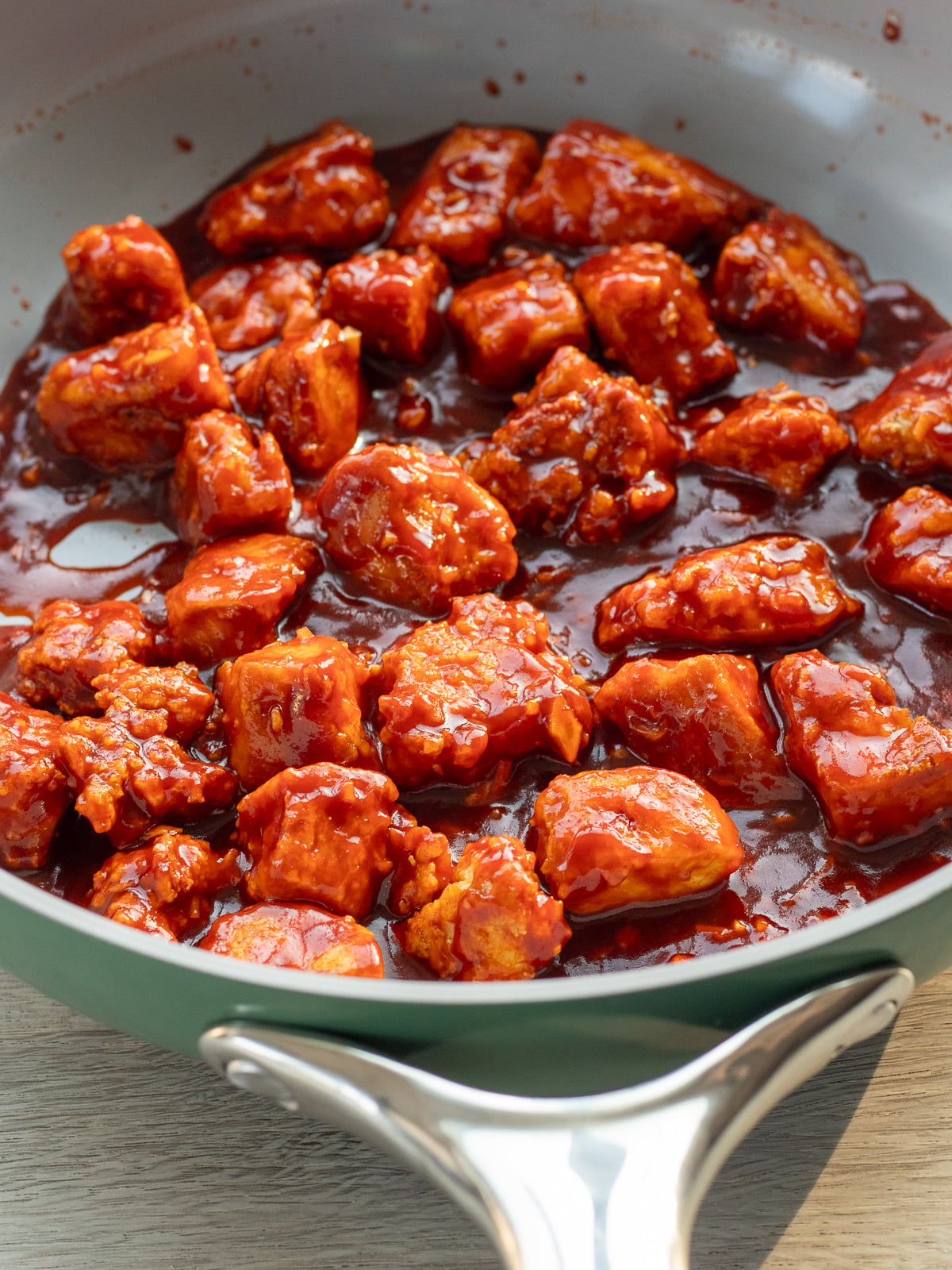 tofu tossed with gochujang sauce